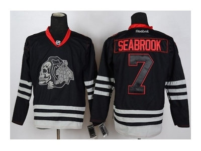 nhl jerseys chicago blackhawks #7 seabrook black ice(the skeleton head)