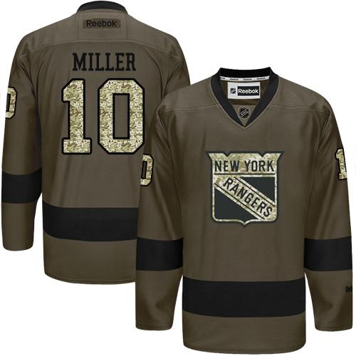 Rangers #10 J.T. Miller Green Salute to Service Stitched NHL Jersey