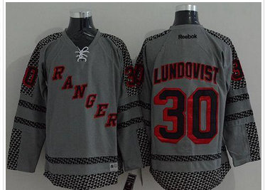 New York Rangers #30 Henrik Lundqvist Charcoal Cross Check Fashion Stitched NHL Jersey