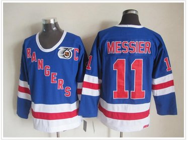 New York Rangers #11 Messier 75 anniversary Blue Stitched NHL Jersey