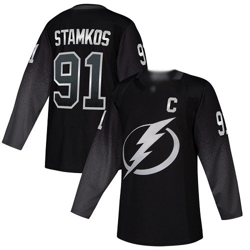 Lightning #91 Steven Stamkos Black Alternate Authentic Stitched Hockey Jersey