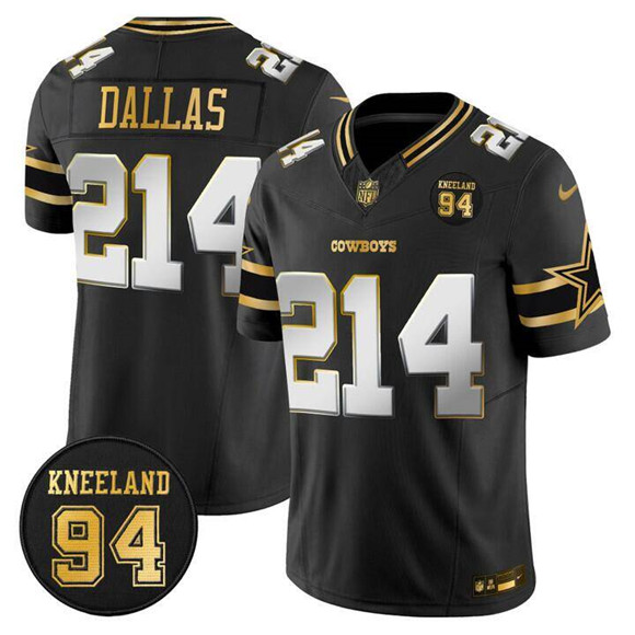 Men's Dallas Cowboys #214 Dallas Black 2025 F.U.S.E. 94 Marshawn Kneeland Memorial Patch Vapor Limited Stitched Football Jersey Men's Dallas Cowboys #214 Dallas Black 2025 F.U.S.E. 94 Marshawn Kneeland Memorial Patch Vapor Limited Stitched Football Jersey