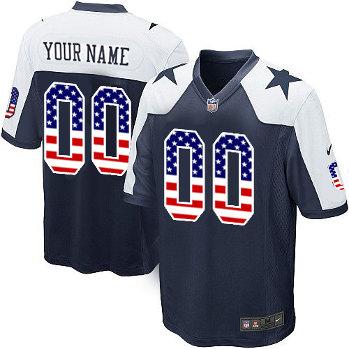 Nike Cowboys Men's USA Flag Navy Blue Men's Throwback Alternate NFL Game Jersey