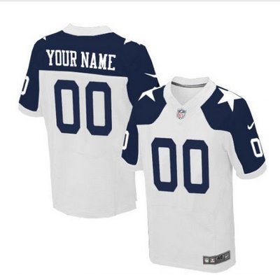 Men's Nike Dallas Cowboys Customized Elite White Throwback Alternate NFL Jersey Men's Nike Dallas Cowboys Customized Elite White Throwback Alternate NFL Jersey
