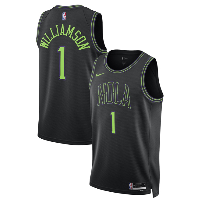 Men's New Orleans Pelicans #1 Zion Williamson Black 2025 26 City Ediiton Stitched Basketball Jersey