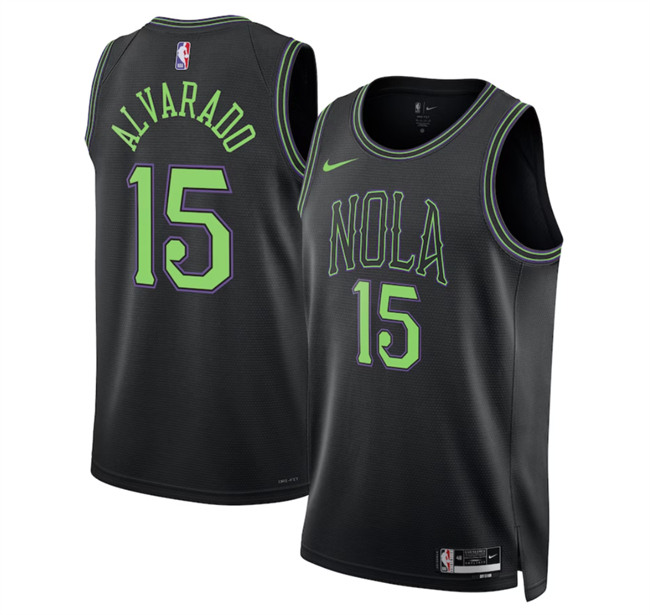 Men's New Orleans Pelicans #15 Jose Alvarado Black 2025 26 City Ediiton Stitched Basketball Jersey