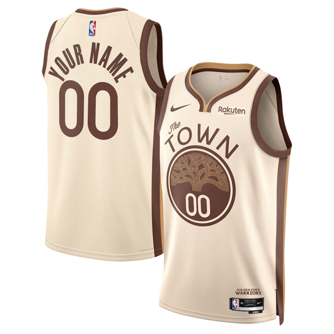 Men's Golden State Warriors Active Player Custom Tan 2025 26 City Edition Stitched Basketball Jersey