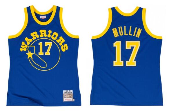 Golden State Warriors 17 Chris Mullin Blue Throwback M&N NBA Jerseys