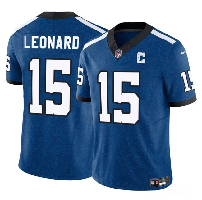 Men's Indianapolis Colts #15 Riley Leonard Blue 2025 F.U.S.E. Throwback Vapor Limited Stitched Football Jersey Men's Indianapolis Colts #15 Riley Leonard Blue 2025 F.U.S.E. Throwback Vapor Limited Stitched Football Jersey