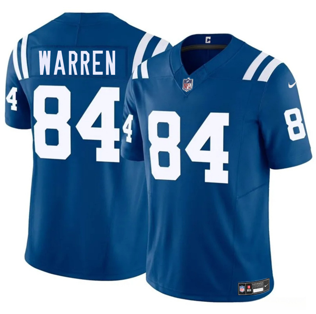 Men's Indianapolis Colts #84 Tyler Warren Blue 2025 Draft F.U.S.E. Vapor Limited Stitched Football Jersey Men's Indianapolis Colts #84 Tyler Warren Blue 2025 Draft F.U.S.E. Vapor Limited Stitched Football Jersey