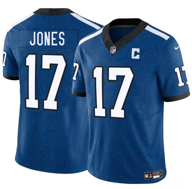 Men's Indianapolis Colts #17 Daniel Jones Blue 2025 F.U.S.E. Throwback Vapor Limited Stitched Football Jersey Men's Indianapolis Colts #17 Daniel Jones Blue 2025 F.U.S.E. Throwback Vapor Limited Stitched Football Jersey