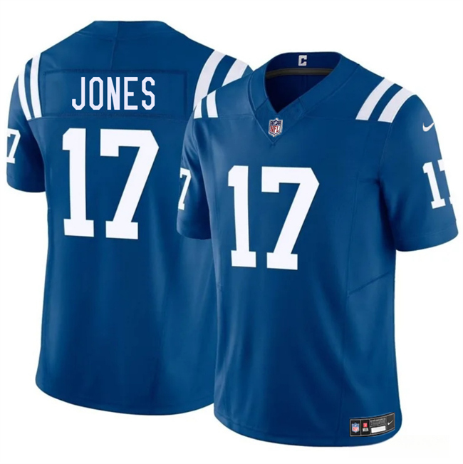 Men's Indianapolis Colts #17 Daniel Jones Blue 2025 F.U.S.E. Vapor Limited Stitched Football Jersey Men's Indianapolis Colts #17 Daniel Jones Blue 2025 F.U.S.E. Vapor Limited Stitched Football Jersey