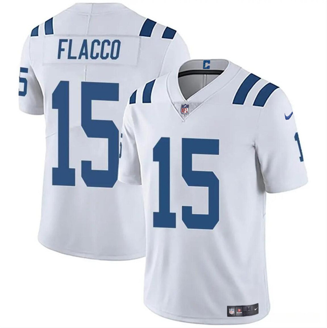 Men's Indianapolis Colts #15 Joe Flacco White Vapor Limited Stitched Football Jersey Men's Indianapolis Colts #15 Joe Flacco White Vapor Limited Stitched Football Jersey