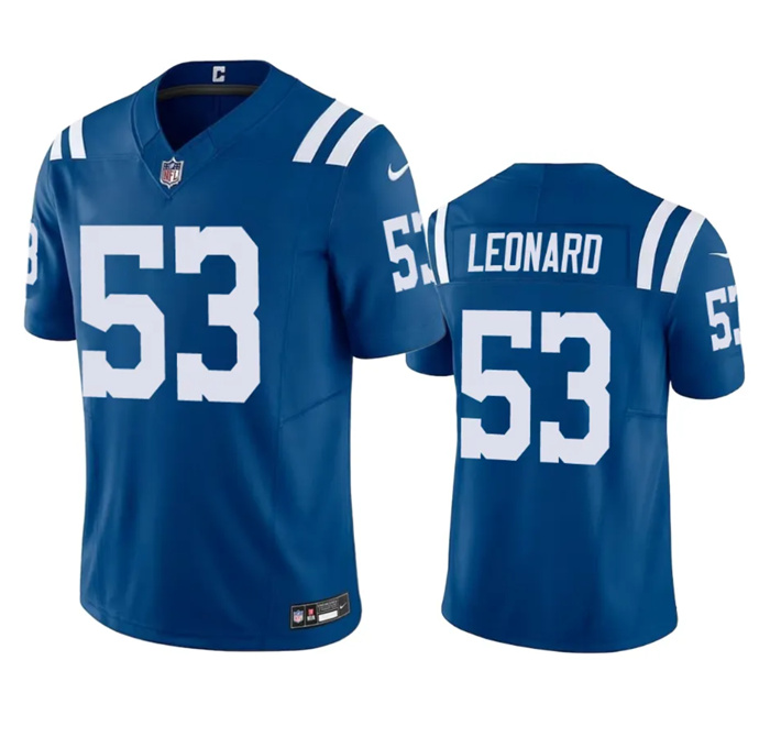 Men's Indianapolis Colts #53 Shaquille Leonard Blue 2023 F.U.S.E Vapor Untouchable Stitched Football Jersey Men's Indianapolis Colts #53 Shaquille Leonard Blue 2023 F.U.S.E Vapor Untouchable Stitched Football Jersey