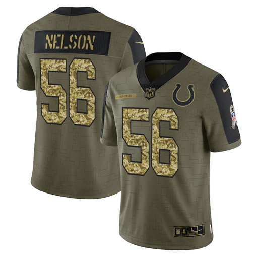 Men's Indianapolis Colts #56 Quenton Nelson 2021 Olive Camo Salute To Service Limited Stitched Jersey Men's Indianapolis Colts #56 Quenton Nelson 2021 Olive Camo Salute To Service Limited Stitched Jersey