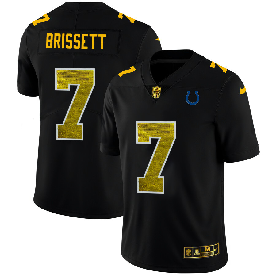 Indianapolis Colts #7 Jacoby Brissett Men's Black Nike Golden Sequin Vapor Limited NFL Jersey Indianapolis Colts #7 Jacoby Brissett Men's Black Nike Golden Sequin Vapor Limited NFL Jersey