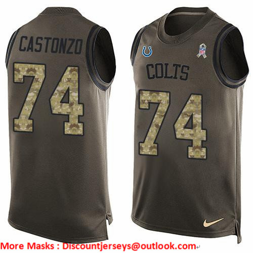 Nike Colts #74 Anthony Castonzo Green Men's Stitched NFL Limited Salute To Service Tank Top Jersey Nike Colts #74 Anthony Castonzo Green Men's Stitched NFL Limited Salute To Service Tank Top Jersey
