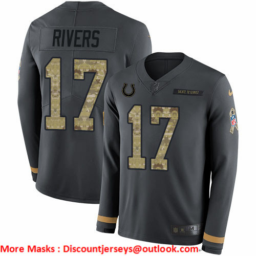 Nike Colts #17 Philip Rivers Anthracite Salute to Service Men's Stitched NFL Limited Therma Long Sleeve Jersey