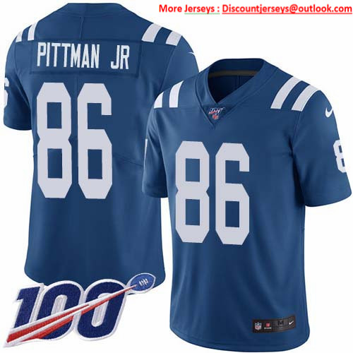 Nike Colts #86 Michael Pittman Jr. Royal Blue Team Color Men's Stitched NFL 100th Season Vapor Untouchable Limited Jersey Nike Colts #86 Michael Pittman Jr. Royal Blue Team Color Men's Stitched NFL 100th Season Vapor Untouchable Limited Jersey