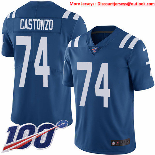 Nike Colts #74 Anthony Castonzo Royal Blue Team Color Men's Stitched NFL 100th Season Vapor Untouchable Limited Jersey Nike Colts #74 Anthony Castonzo Royal Blue Team Color Men's Stitched NFL 100th Season Vapor Untouchable Limited Jersey