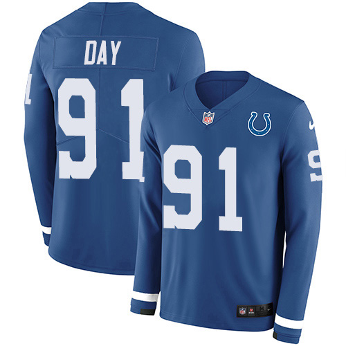 Nike Colts #91 Sheldon Day Royal Blue Team Color Men's Stitched NFL Limited Therma Long Sleeve Jersey Nike Colts #91 Sheldon Day Royal Blue Team Color Men's Stitched NFL Limited Therma Long Sleeve Jersey