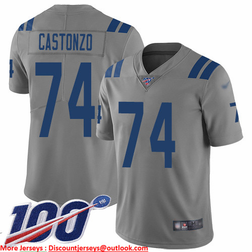 Nike Colts #74 Anthony Castonzo Gray Men's Stitched NFL Limited Inverted Legend 100th Season Jersey Nike Colts #74 Anthony Castonzo Gray Men's Stitched NFL Limited Inverted Legend 100th Season Jersey