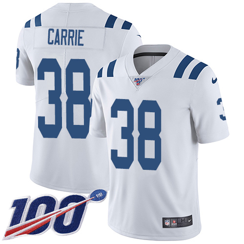 Nike Colts #38 T.J. Carrie White Men's Stitched NFL 100th Season Vapor Untouchable Limited Jersey Nike Colts #38 T.J. Carrie White Men's Stitched NFL 100th Season Vapor Untouchable Limited Jersey