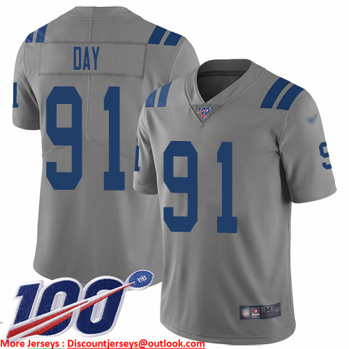 Nike Colts #91 Sheldon Day Gray Men's Stitched NFL Limited Inverted Legend 100th Season Jersey Nike Colts #91 Sheldon Day Gray Men's Stitched NFL Limited Inverted Legend 100th Season Jersey