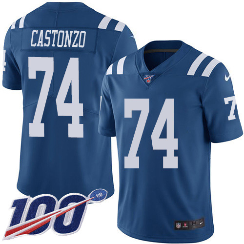 Nike Colts #74 Anthony Castonzo Royal Blue Men's Stitched NFL Limited Rush 100th Season Jersey Nike Colts #74 Anthony Castonzo Royal Blue Men's Stitched NFL Limited Rush 100th Season Jersey