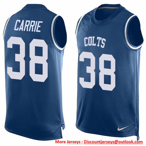 Nike Colts #38 T.J. Carrie Royal Blue Team Color Men's Stitched NFL Limited Tank Top Jersey
