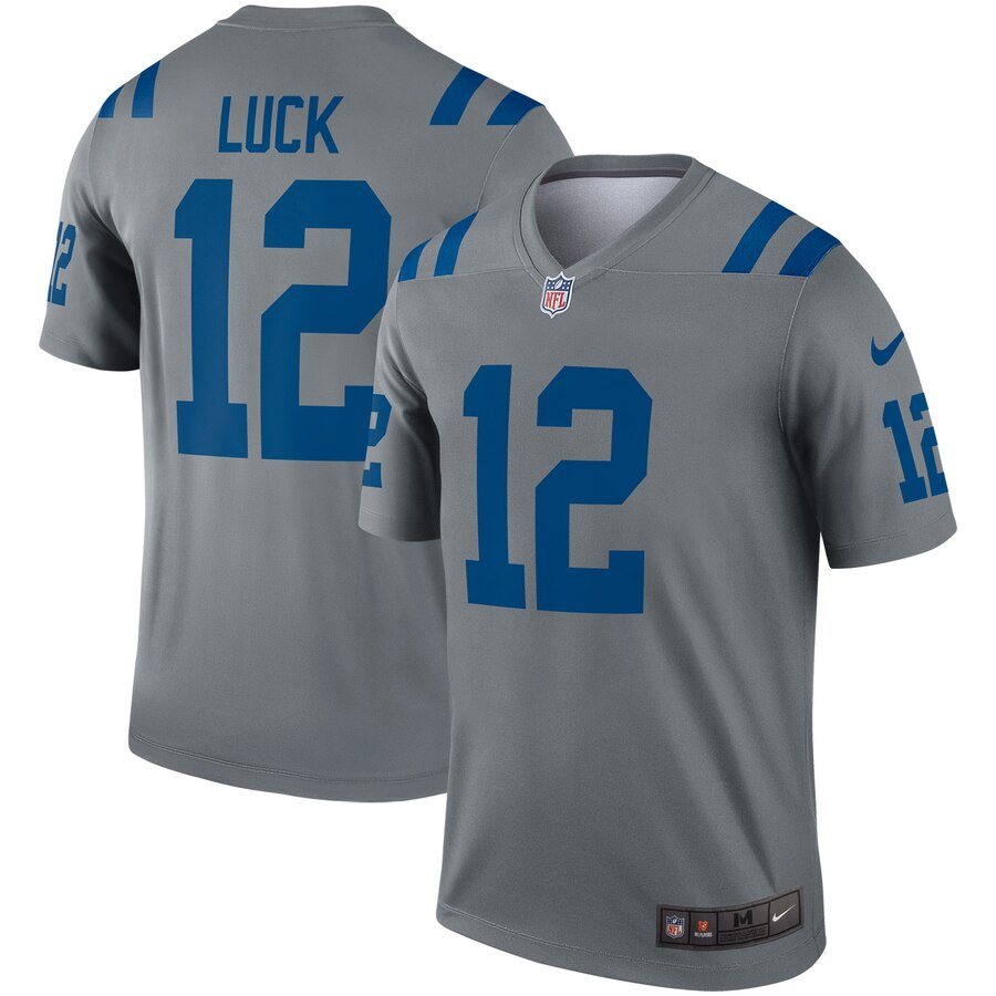 Nike Colts 12 Andrew Luck Gray Inverted Legend Jersey Nike Colts 12 Andrew Luck Gray Inverted Legend Jersey