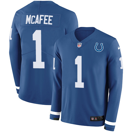 Nike Colts #1 Pat McAfee Royal Blue Team Color Men's Stitched NFL Limited Therma Long Sleeve Jersey Nike Colts #1 Pat McAfee Royal Blue Team Color Men's Stitched NFL Limited Therma Long Sleeve Jersey