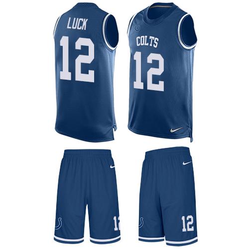 Nike Colts #12 Andrew Luck Royal Blue Team Color Men's Stitched NFL Limited Tank Top Suit Jersey Nike Colts #12 Andrew Luck Royal Blue Team Color Men's Stitched NFL Limited Tank Top Suit Jersey