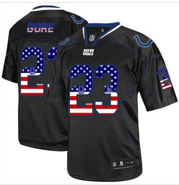 New Indianapolis Colts #23 Frank Gore Black Men's Stitched NFL Elite USA Flag Fashion Jersey