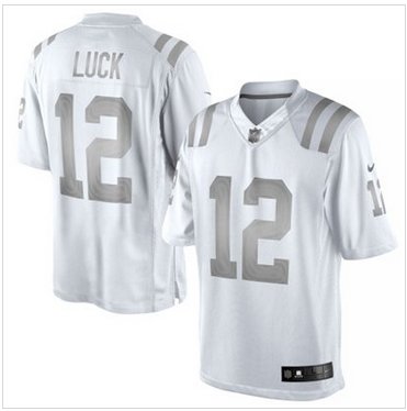 New Indianapolis Colts #12 Andrew Luck White Platinum Jersey
