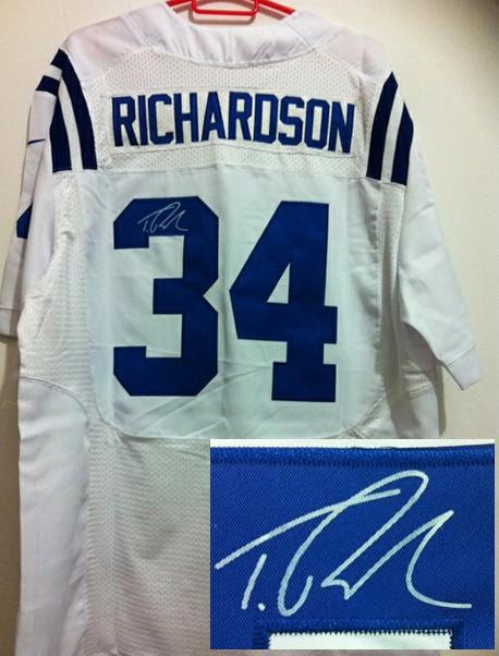 NEW NFL Indianapolis Colts 34 Trent Richardson White Signed Jerseys-Elite NEW NFL Indianapolis Colts 34 Trent Richardson White Signed Jerseys-Elite