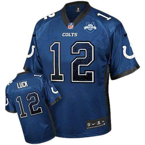 NEW Colts #12 Andrew Luck Royal Blue Team Color With 30TH Seasons Patch Men's Stitched NFL Elite Drift Fashion Jersey