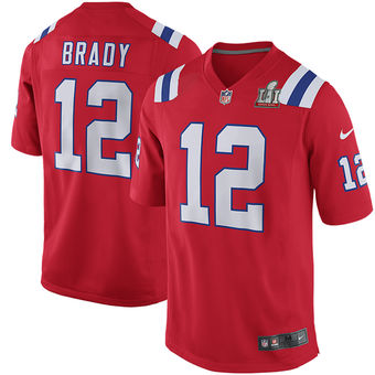 Youth New England Patriots Tom Brady Nike Red Super Bowl LI Bound Game Jersey