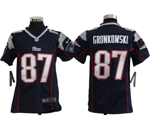 Youth Nike New England Patriots 87 Rob Gronkowski Blue Jerseys