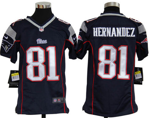Youth Nike New England Patriots 81 Aaron Hernandez Blue Jerseys