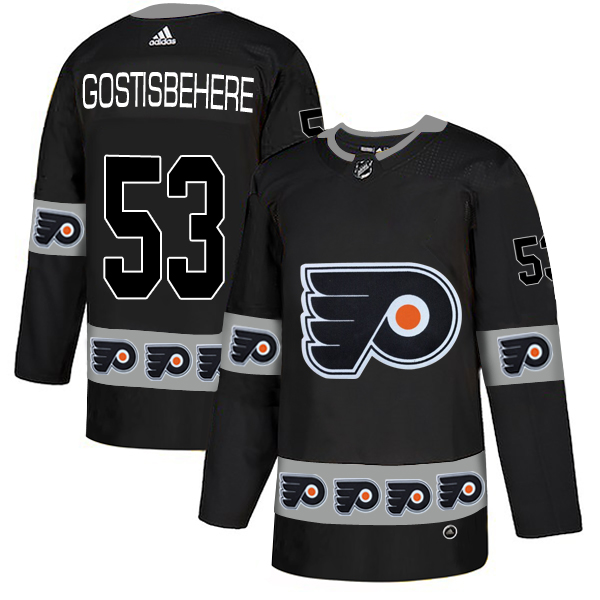 Flyers 53 Shayne Gostisbehere Black Team Logos Fashion Adidas Jersey