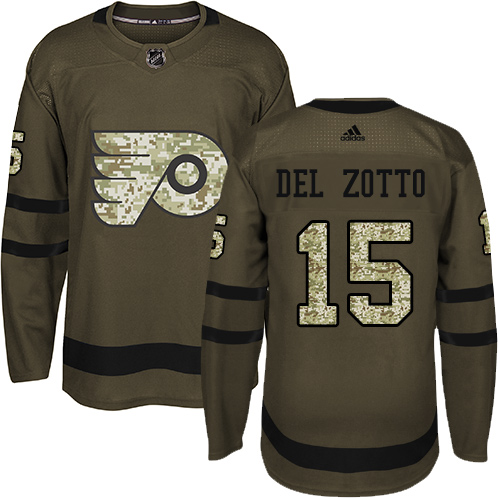 Adidas Flyers #15 Michael Del Zotto Green Salute to Service Stitched NHL Jersey