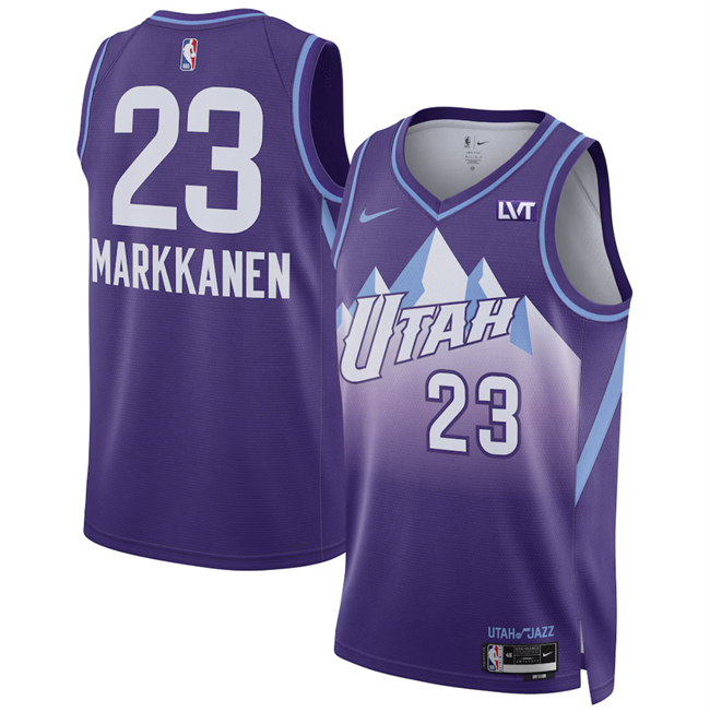 Men's Utah Jazz #23 Lauri Markkanen Purple 2024 25 City Edition Stitched Basketball Jersey Men's Utah Jazz #23 Lauri Markkanen Purple 2024 25 City Edition Stitched Basketball Jersey