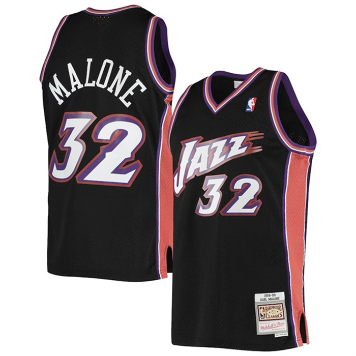 Men's Utah Jazz #32 Karl Malone Black 1998-99 Mitchell & Ness Swingman Stitched Jersey Men's Utah Jazz #32 Karl Malone Black 1998-99 Mitchell & Ness Swingman Stitched Jersey