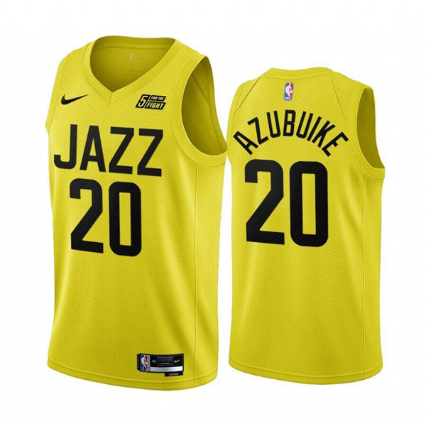 Men's Utah Jazz #20 Udoka Azubuike 2022 23 Yellow Icon Edition Stitched Basketball Jersey Men's Utah Jazz #20 Udoka Azubuike 2022 23 Yellow Icon Edition Stitched Basketball Jersey