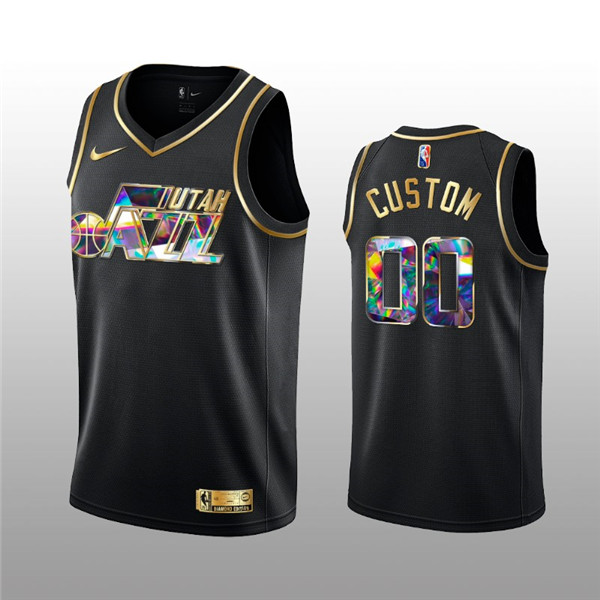 Men's Utah Jazz Active Player Custom 2021 22 Black Golden Edition 75th Anniversary Diamond Logo Stitched Basketball Jersey Men's Utah Jazz Active Player Custom 2021 22 Black Golden Edition 75th Anniversary Diamond Logo Stitched Basketball Jersey