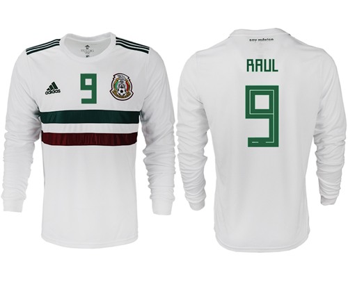 Mexico #9 Raul Away Long Sleeves Soccer Country Jersey