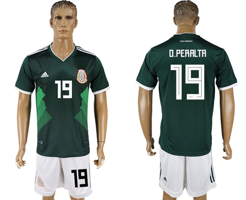 Mexico #19 O.Peralta Green Home Soccer Country Jersey