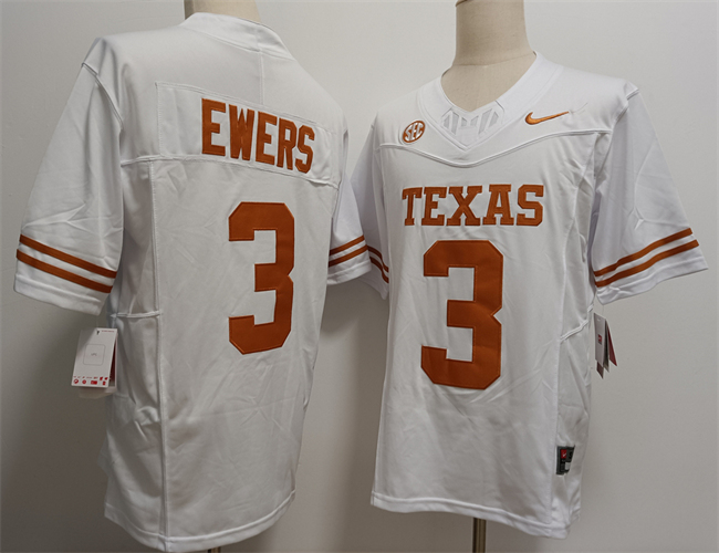 Men's Texas Longhorns #3 Quinn Ewers White F.U.S.E Stitched Jersey Men's Texas Longhorns #3 Quinn Ewers White F.U.S.E Stitched Jersey