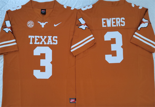 Men's Texas Longhorns #3 Quinn Ewers Orange F.U.S.E Stitched Jersey Men's Texas Longhorns #3 Quinn Ewers Orange F.U.S.E Stitched Jersey